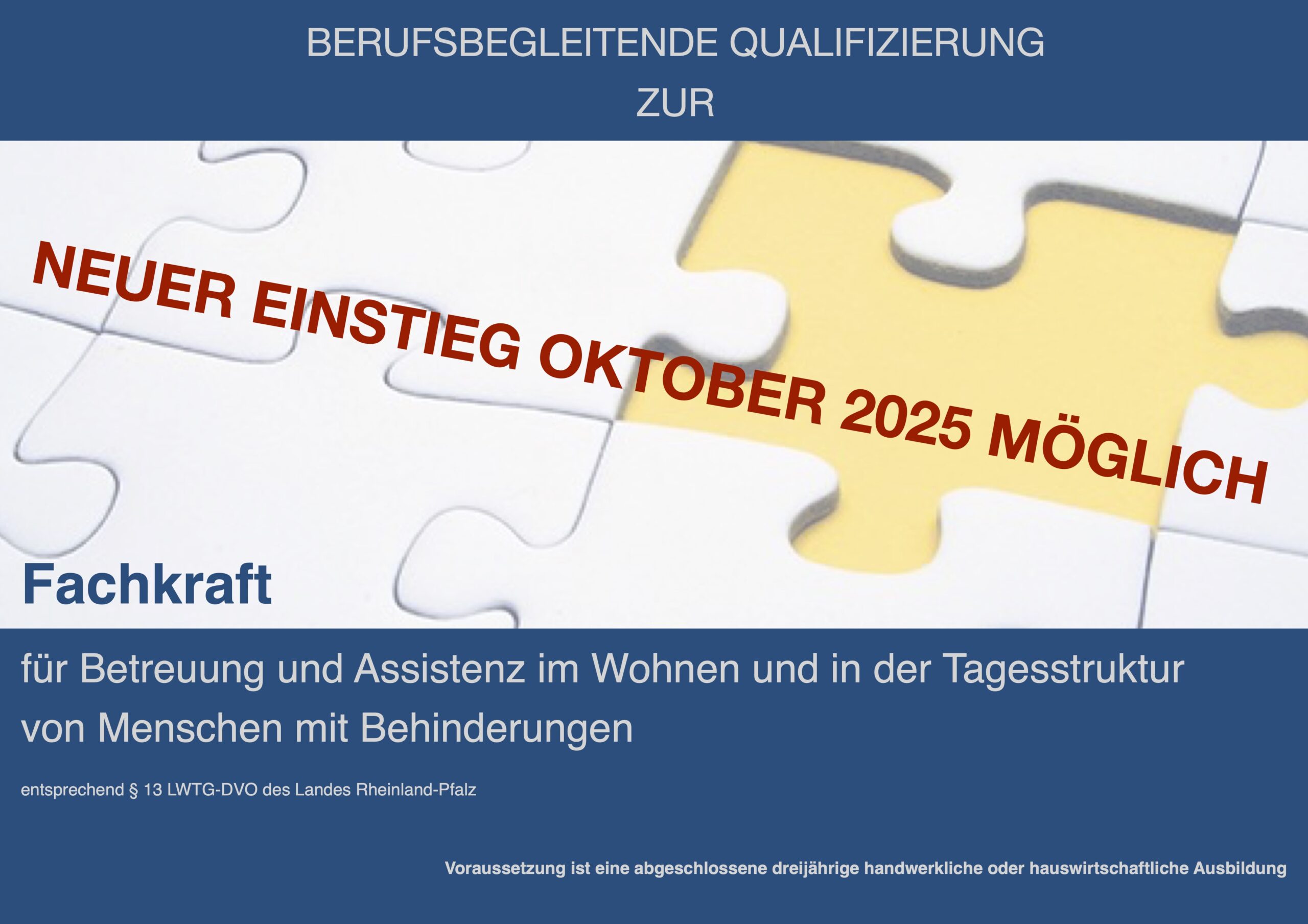 Fachkraft für die für Betreuung und Assistenz im Wohnen und in der Tagesstruktur von Menschen mit Behinderungen nach (§ 13 (3-4) LWTG-DVO)