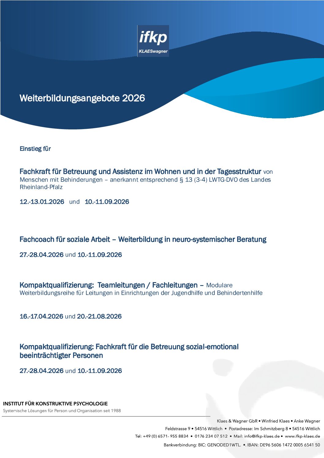Weiterbildungseinstieg für 2026